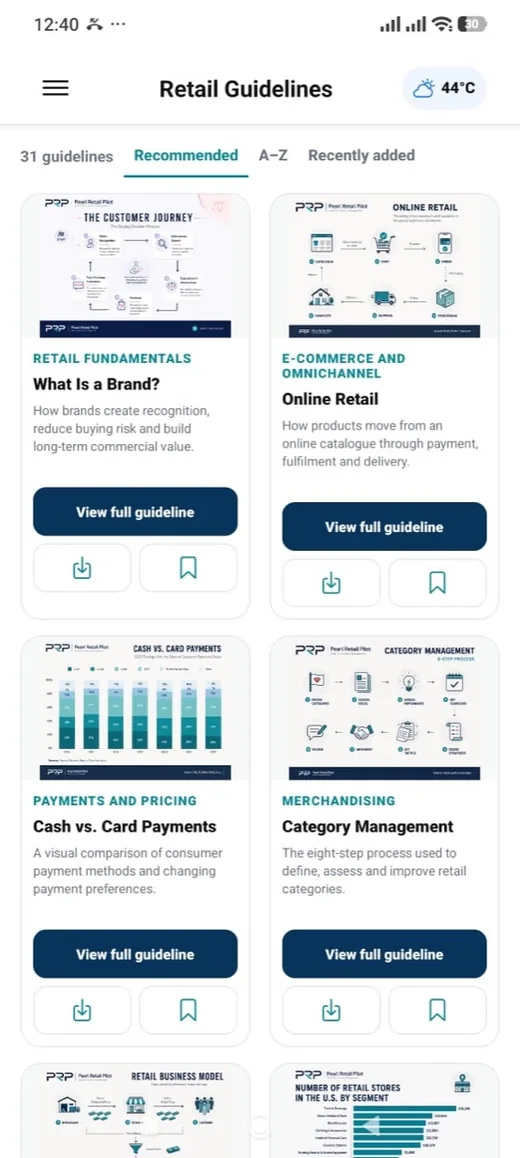 Retail guideline library